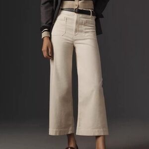 Anthropologie Maeve Cream Corduroy Trousers